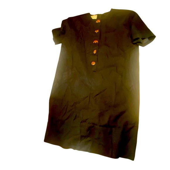 Vtg Evan Picone Blck Knee Length Animal Critter Buttons Plus Size 14 Rayon/flax - Picture 2 of 10